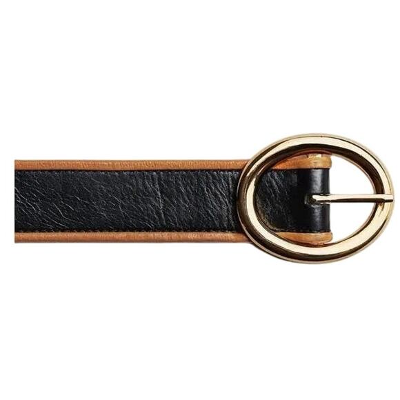 DVF Leather Belt Black/Tan with Gold Buckle - “Milly” - Summer Dress Perfection! - Picture 8 of 8